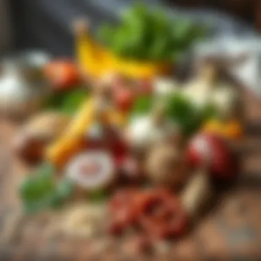 The traditional ingredients used in Konya Bıçak Arası displayed on a rustic table