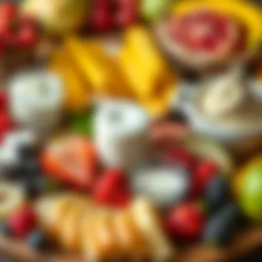 Fresh Fruits and Dairy for Suhoor Selection of fresh fruits and dairy products for a healthy suhoor
