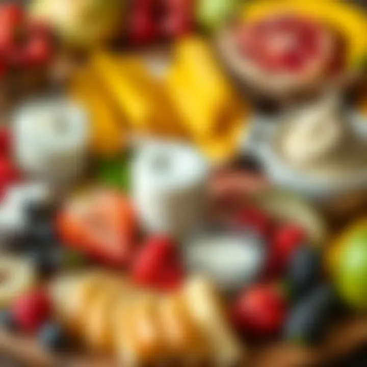 Fresh Fruits and Dairy for Suhoor Selection of fresh fruits and dairy products for a healthy suhoor