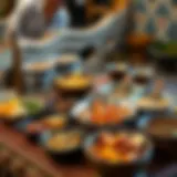Traditional table set for suhoor with various dishes