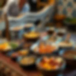 Traditional table set for suhoor with various dishes