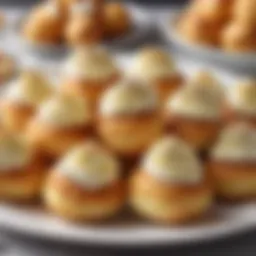 Elegant cream puff display on a dessert platter