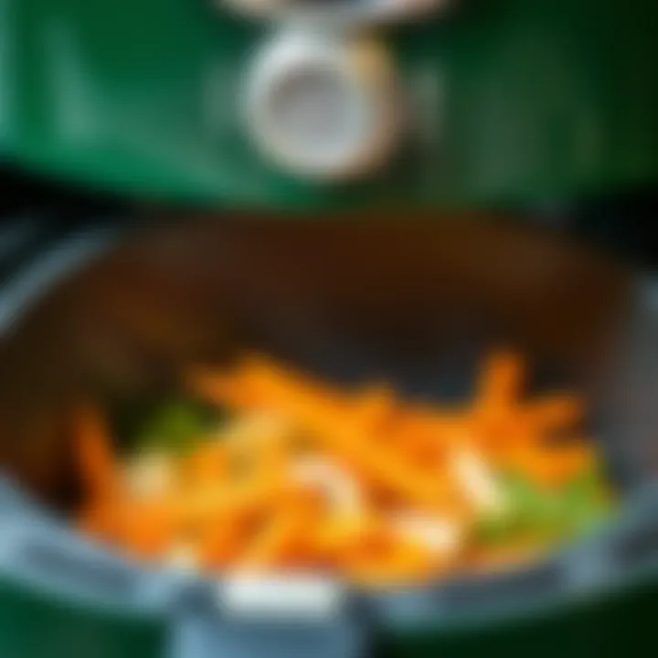 Healthy Vegetables in Kumtel Airfryer XXL A close-up of healthy vegetables being air-fried in the Kumtel Airfryer XXL