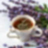 Lavender tea leaves in a teacup