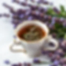 Lavender tea leaves in a teacup