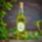 A bottle of essential peppermint oil with fresh peppermint leaves
