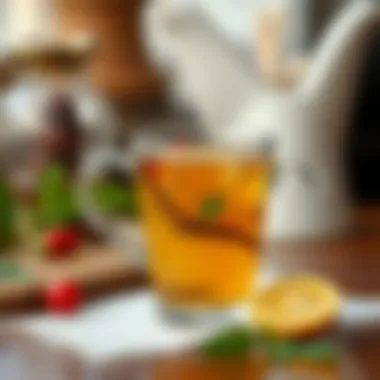 Aromatic Oğul Otu Infusion Oğul Otu infusion in a clear glass cup