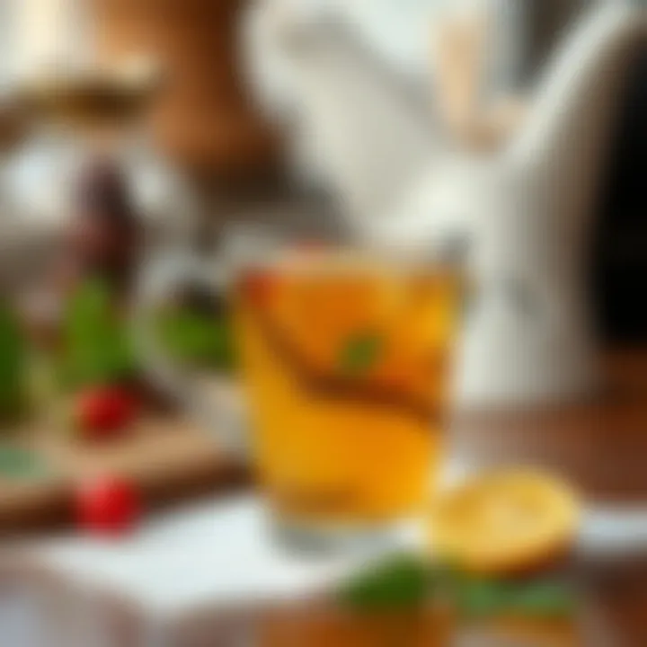 Aromatic Oğul Otu Infusion Oğul Otu infusion in a clear glass cup