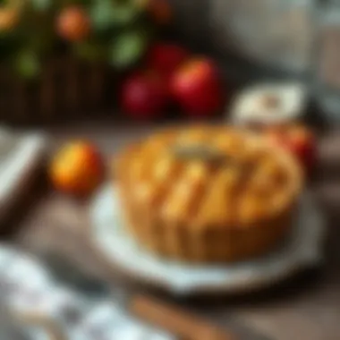Rustic Presentation of Apple Pie A beautifully arranged apple pie on a rustic table