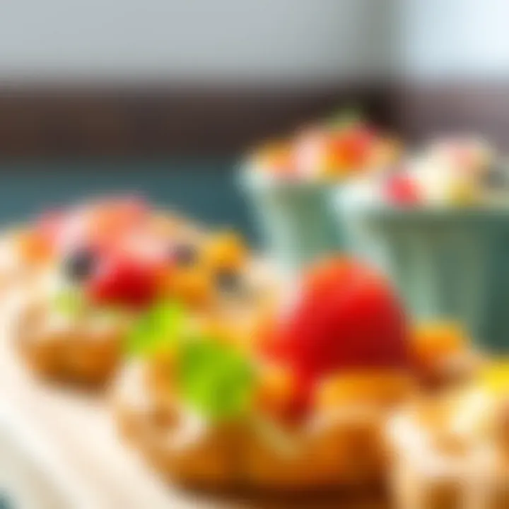 An assortment of modern poğaça with creative fillings showcased.