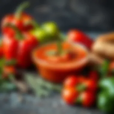 Fresh Ingredients for Flavor Fresh peppers and herbs complementing the essence of sweet pepper paste