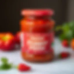 A vibrant jar of sweet pepper paste showcasing its rich red color