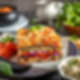 Layers of eggplant lasagna showcasing fresh ingredients
