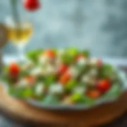 A vibrant cheese salad featuring mixed greens and various cheeses