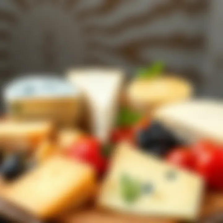 Diverse Cheese Varieties for Salad Creation An array of different cheeses displayed on a rustic wooden platter