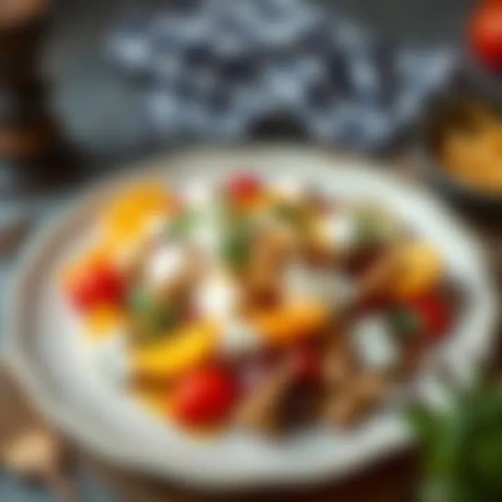 Artfully Plated Cheese Salad Ready to Enjoy A beautifully plated cheese salad garnished with herbs and spices