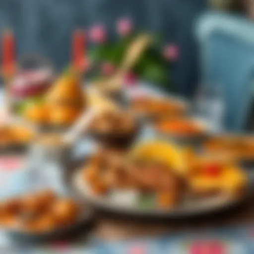 Table set for Kurban Bayramı celebration with traditional dishes