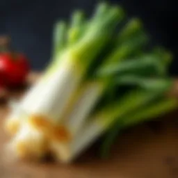 Fresh leeks ready for use in the recipe