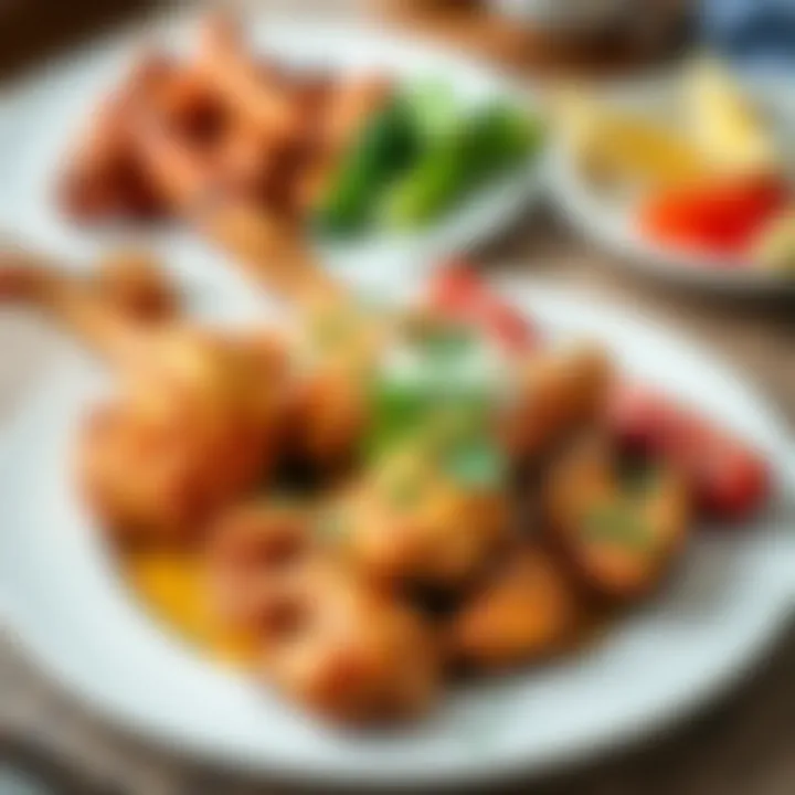 Served Crispy Chicken Dish A plate of beautifully arranged crispy chicken ready to serve