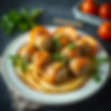 A beautifully plated dish of Swedish meatballs garnished with fresh herbs