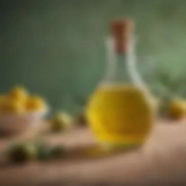 Refined Olive Oil Characteristics A detailed view of refined olive oil in a bottle, highlighting its clarity and light color.