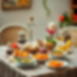 A beautifully set table for Sahur with traditional foods.