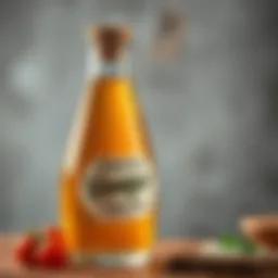 A bottle of vinegar with a corked top