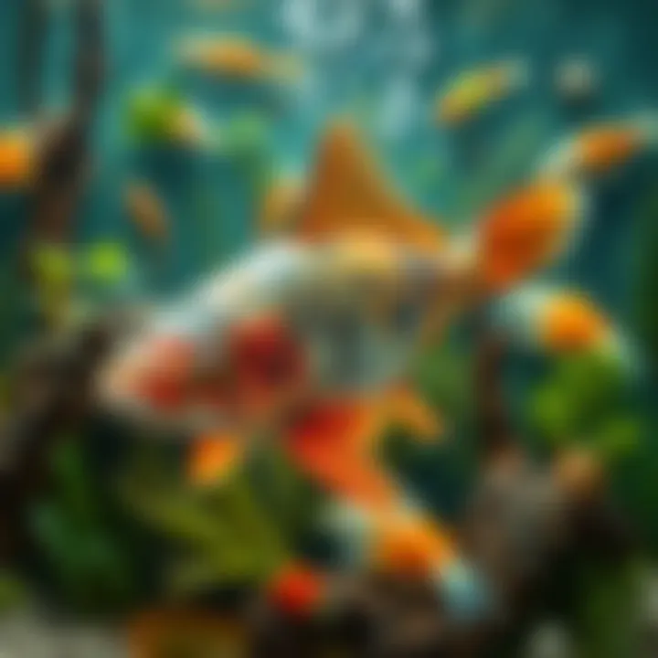 Ecosystem of Carp Natural habitat of carp showcasing its ecosystem