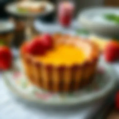 An elegant tart presented on a decorative plate