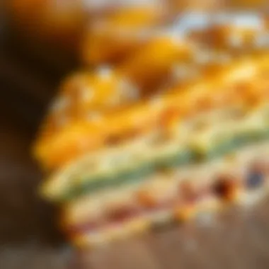 Flaky Layers of Tepsi Baklava A close-up view of the layers of baklava showcasing its flaky texture