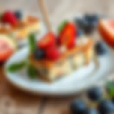 Modern Interpretation of Tepsi Baklava A modern twist on baklava served with fresh fruits and herbs
