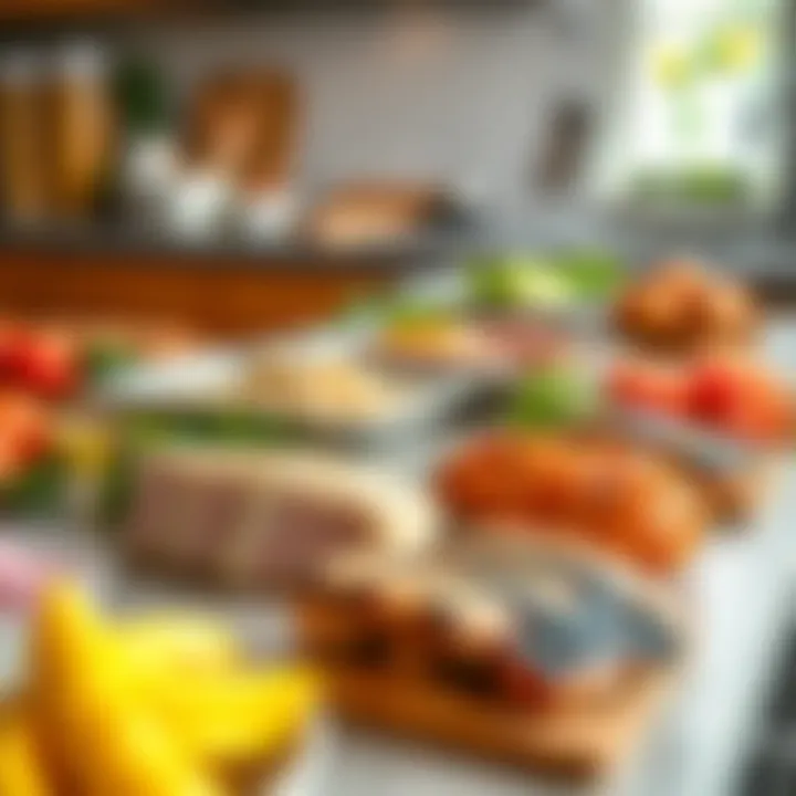 Diverse Tuna Recipe Ideas A variety of healthy tuna recipes laid out on a kitchen counter