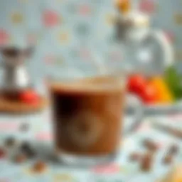 A cup of Turkish coffee with intricate designs