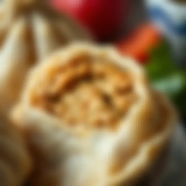 Delicious Filling of an Uzbek Dumpling Close-up of the rich filling inside an Uzbek dumpling