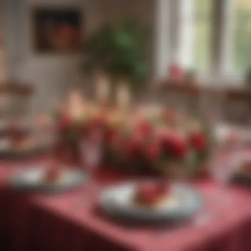 A beautifully arranged table with romantic dinner setup for Valentine's Day