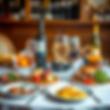 Perfect Wine and Food Pairings A beautifully arranged table with wine and food pairings.