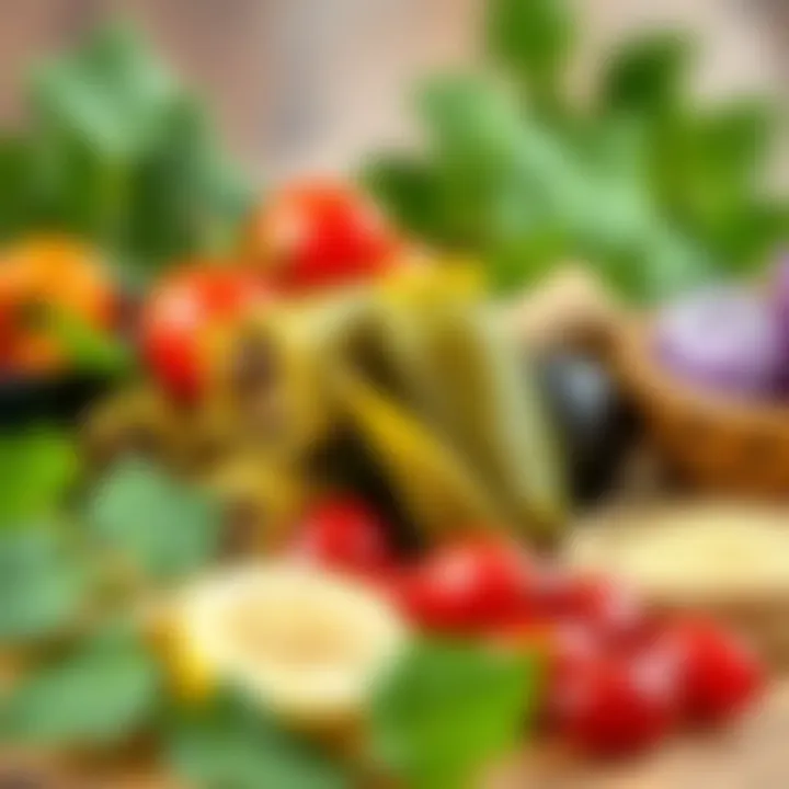 Ingredients used in making stuffed grape leaves