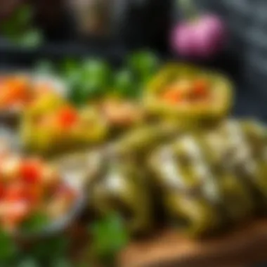 A variety of regional stuffed leaf dishes