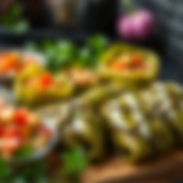 A variety of regional stuffed leaf dishes