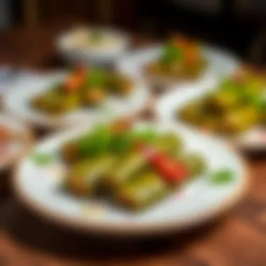 Plates of Stuffed Vine Leaves Beautifully arranged plates of stuffed vine leaves