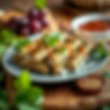 Traditional grape leaves stuffed with rice and spices