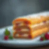 A close-up view of midye baklava showcasing its intricate layers.