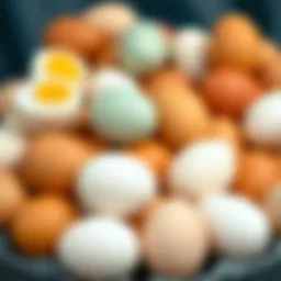 A variety of eggs displayed in a stylish arrangement