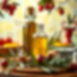 The health benefits of olive oil showcased in a vibrant setting